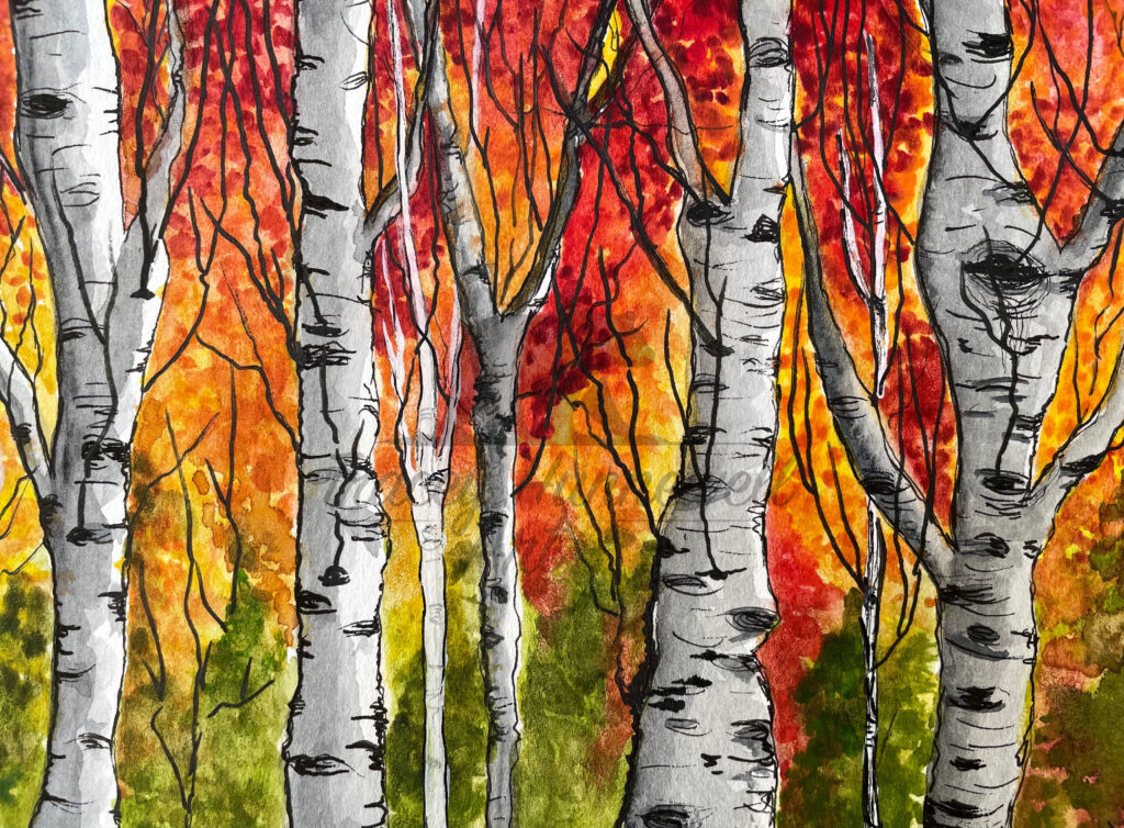 trees in watercolor